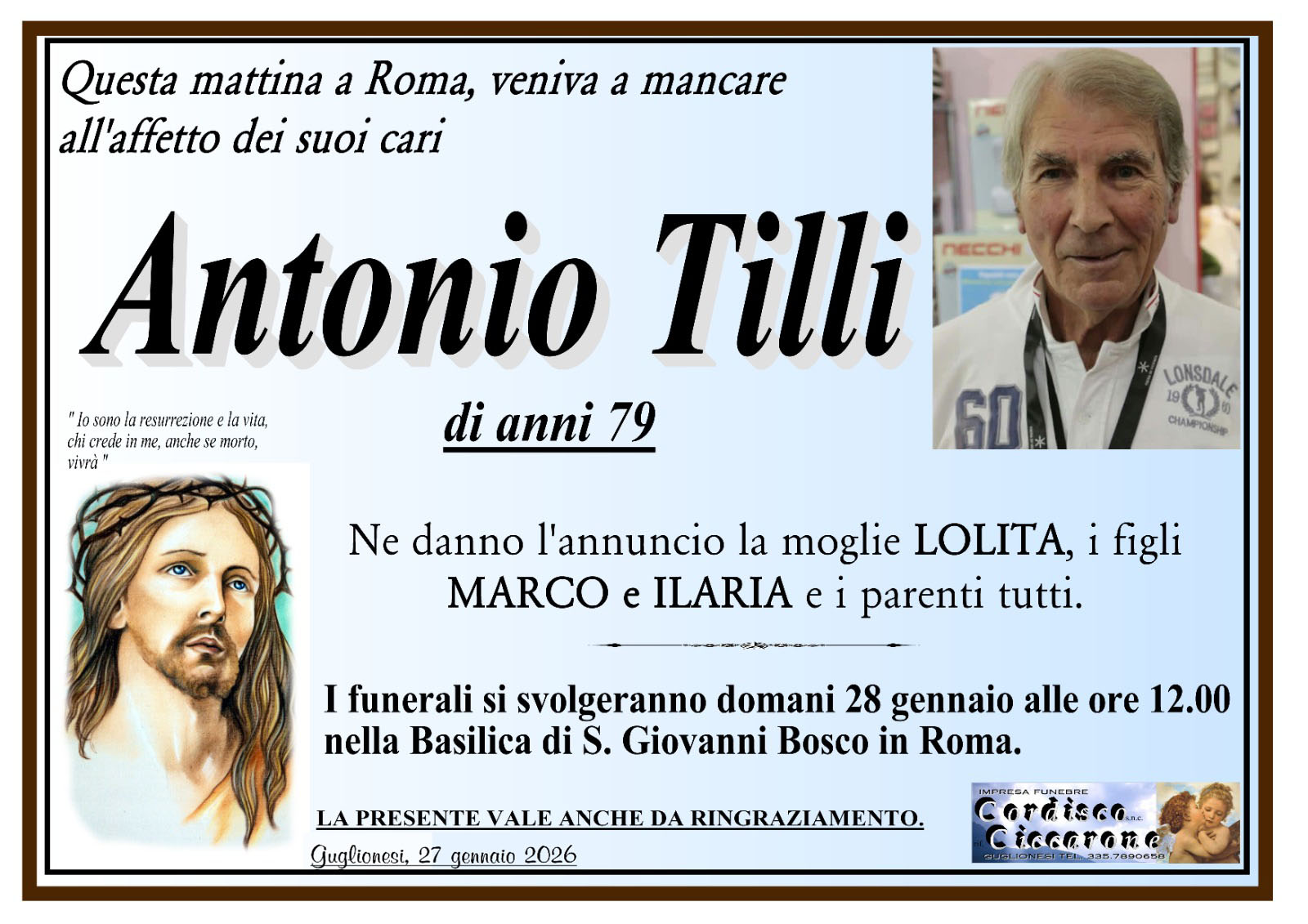 Necrologio Antonio Tilli