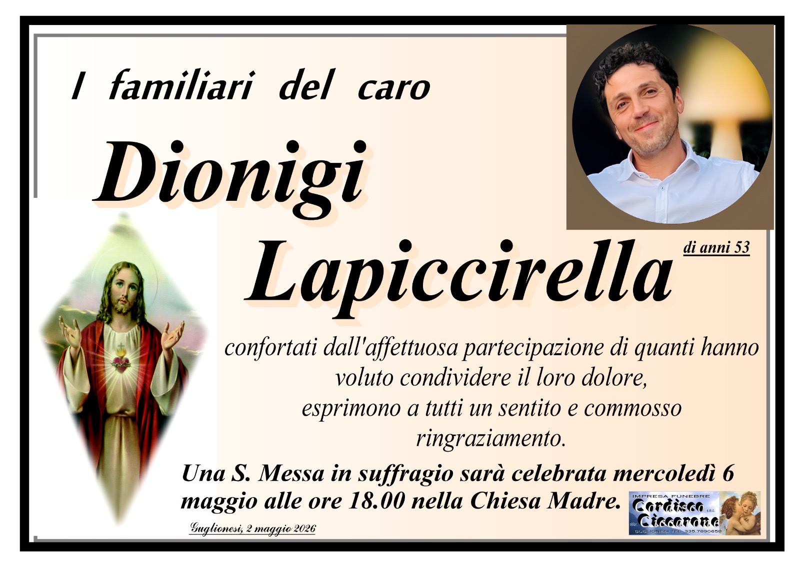 Necrologio Dionigi Lapiccirella