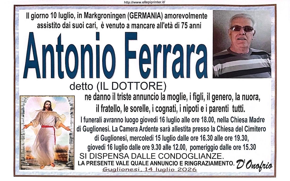Necrologio Antonio Ferrara
