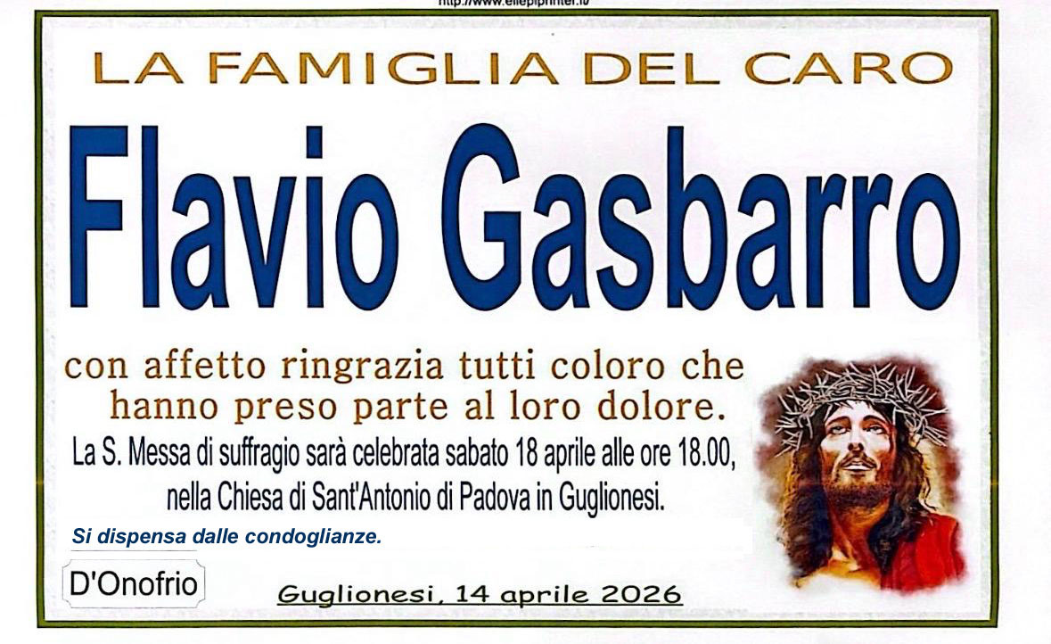 Necrologio Flavio Gasbarro