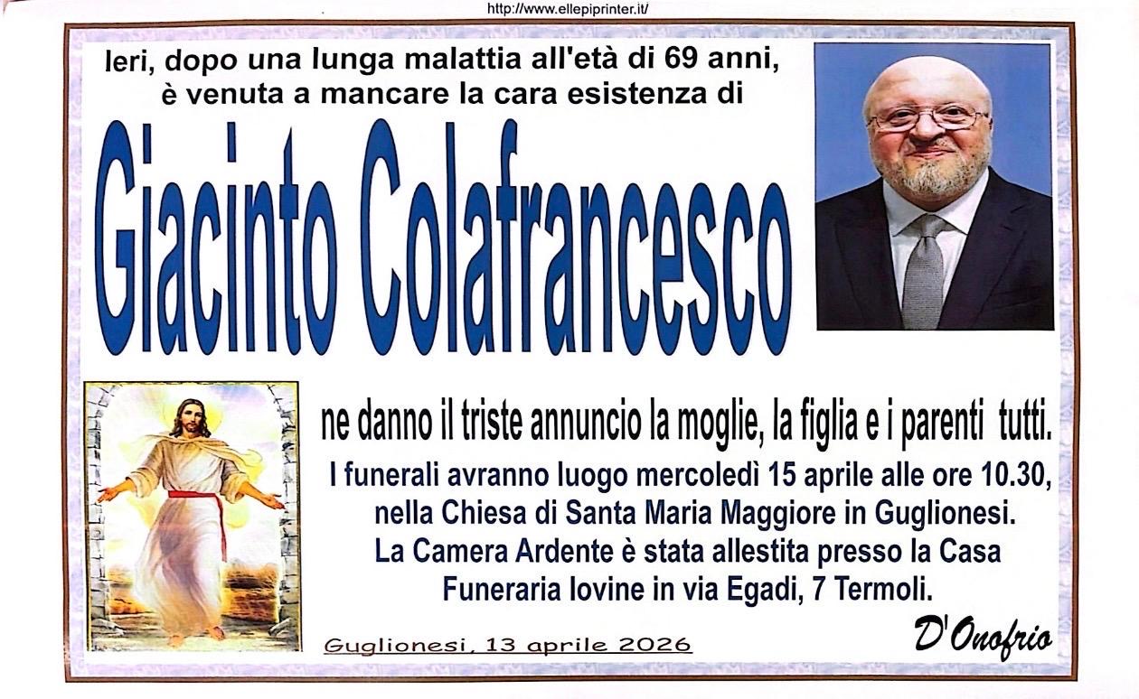 Necrologio Giacinto Colafrancesco