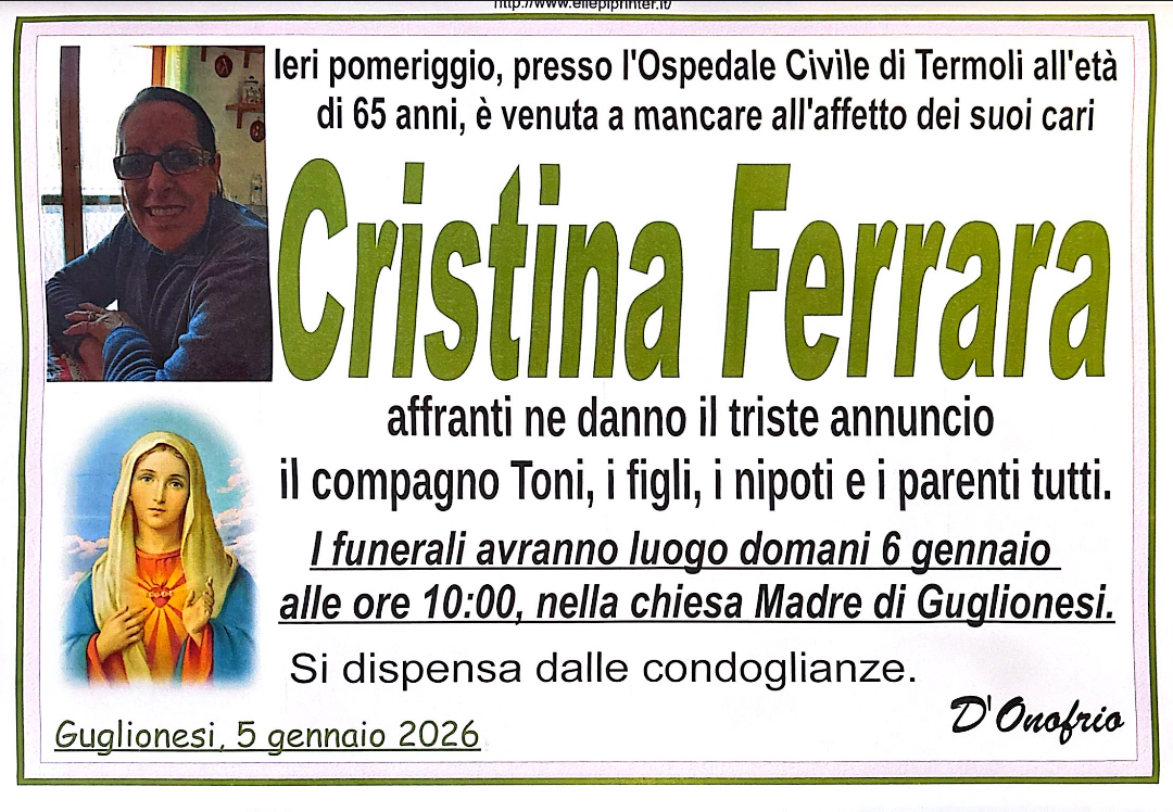 Necrologio Cristina Ferrara