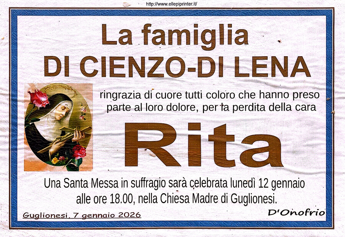 Necrologio Rita Di Lena