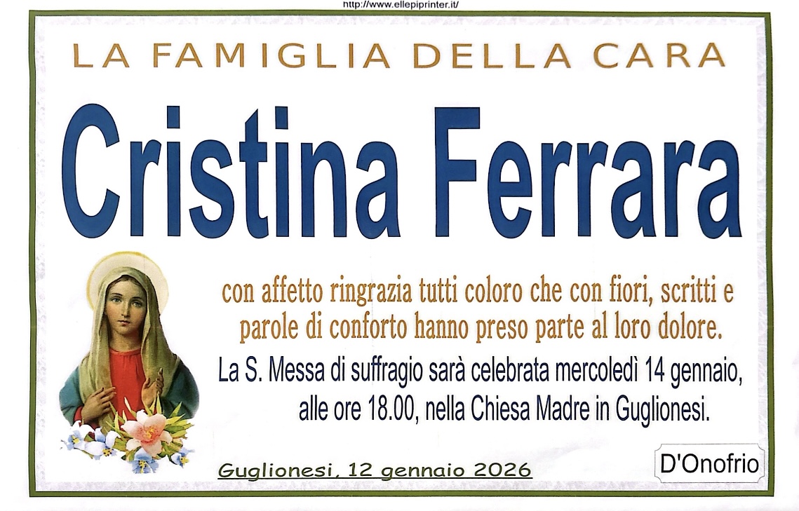 Necrologio Cristina Ferrara