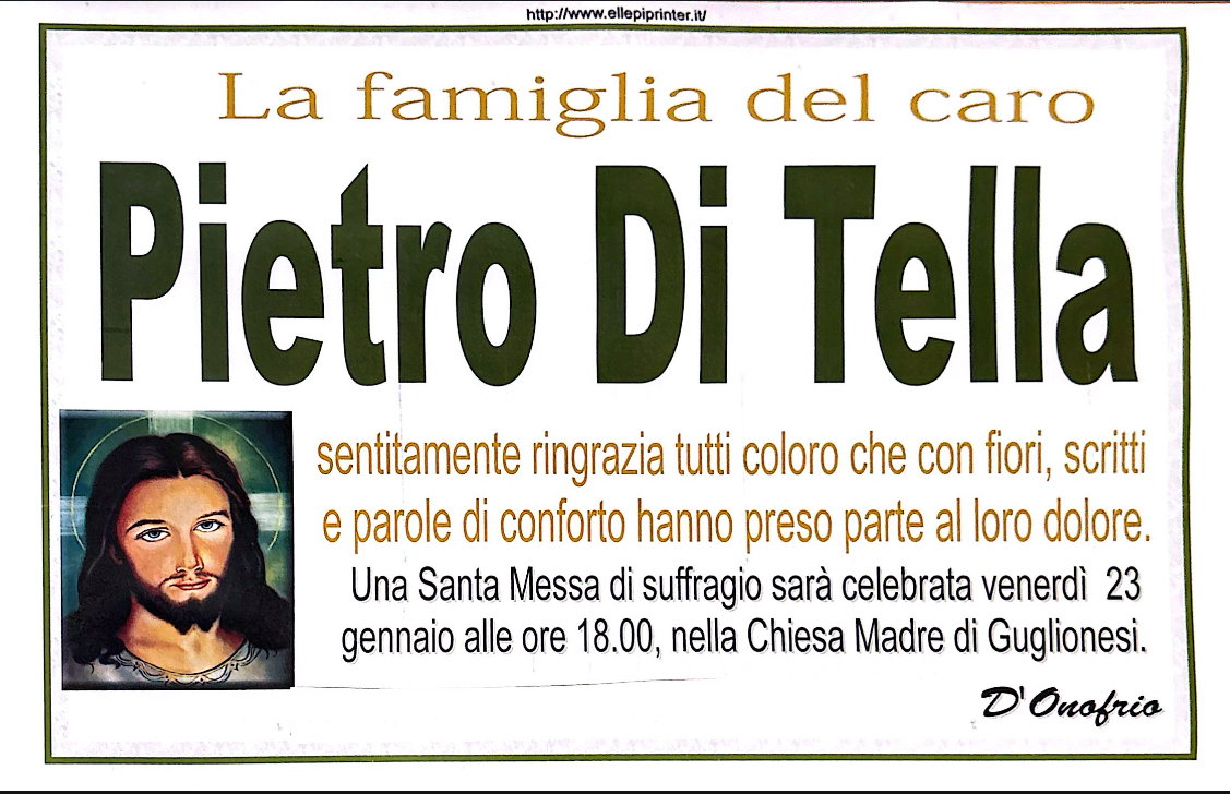 Necrologio Pietro Di Tella