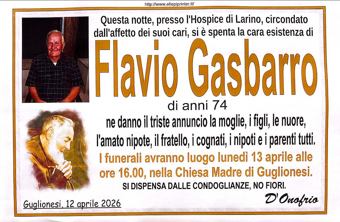 Necrologio Flavio Gasbarro