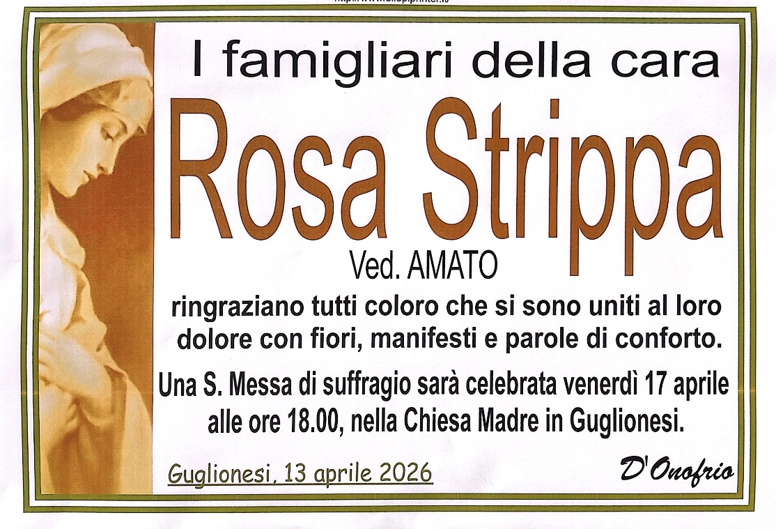 Necrologio Rosa Strippa ved.Amato