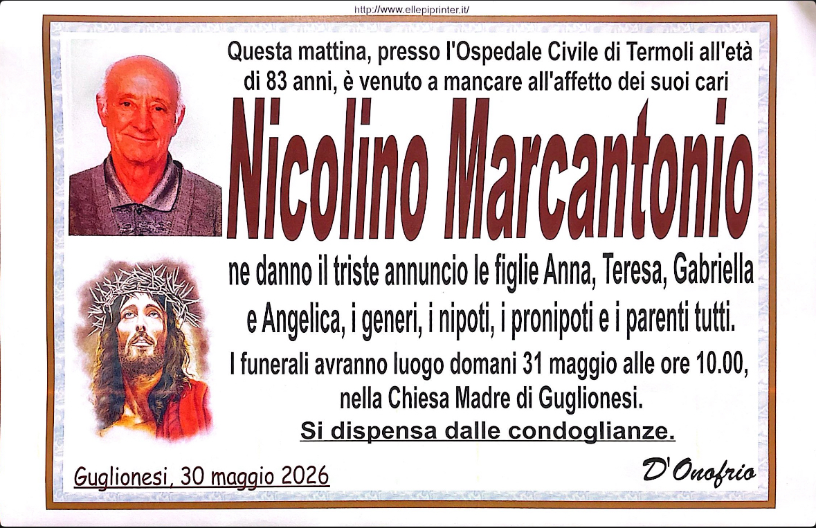 Necrologio Nicolino Marcantonio