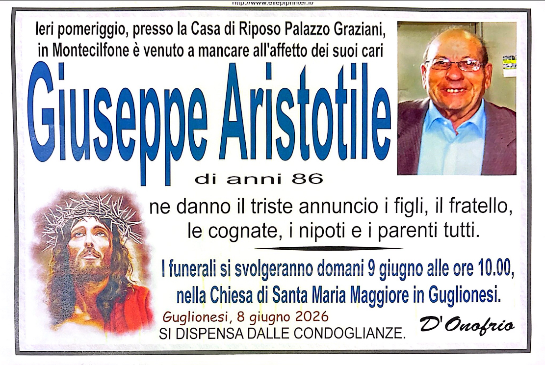 Necrologio Giuseppe Aristotile