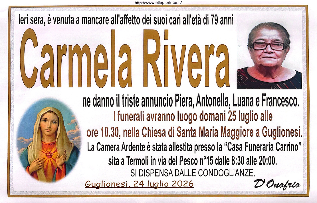 Necrologio Carmela Rivera