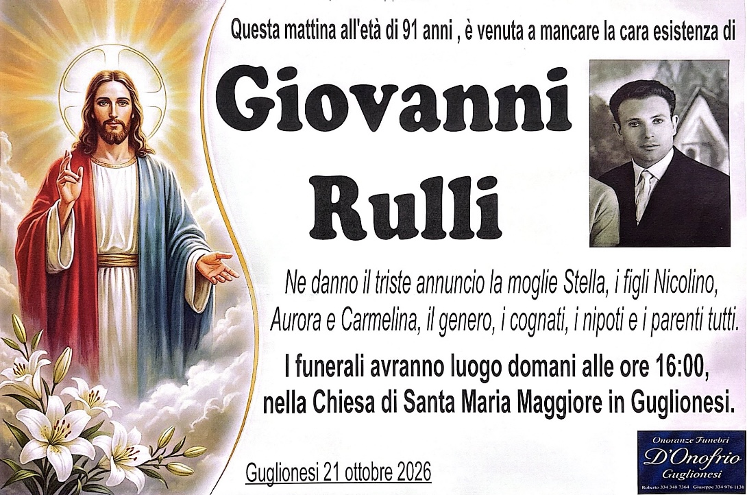 Necrologio Giovanni Rulli