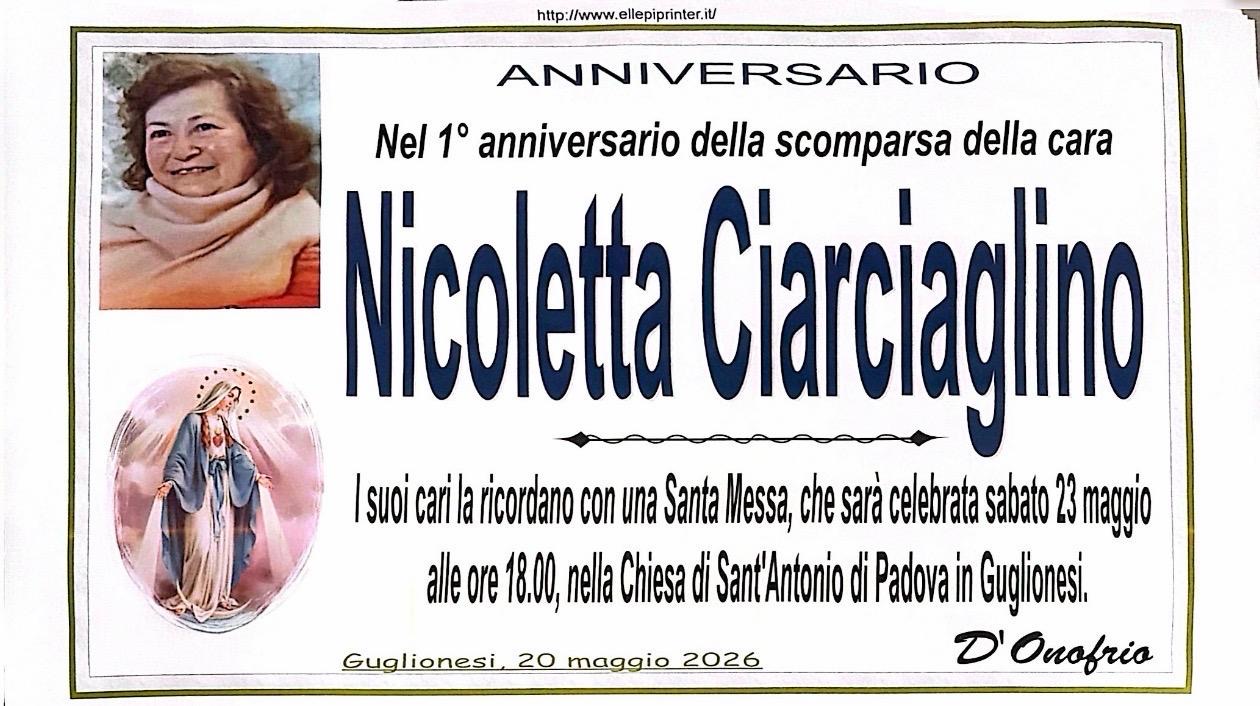 Necrologio Nicoletta Ciarciaglino