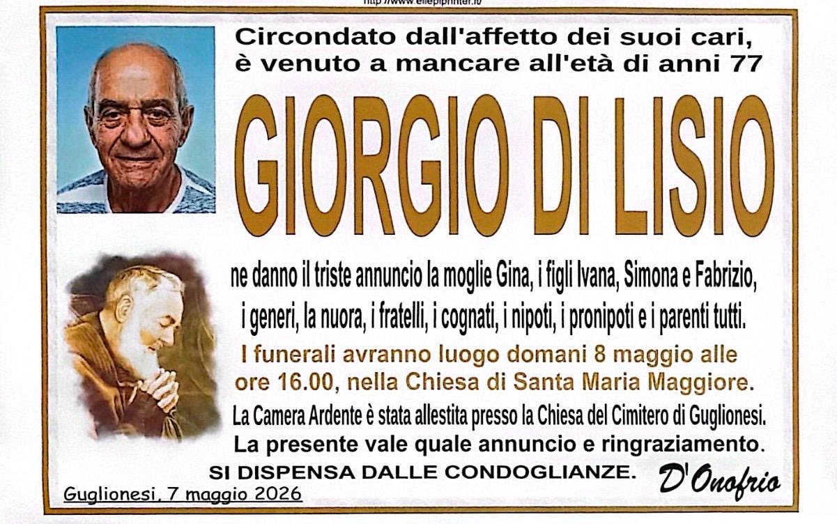 Necrologio Giorgio Di Lisio